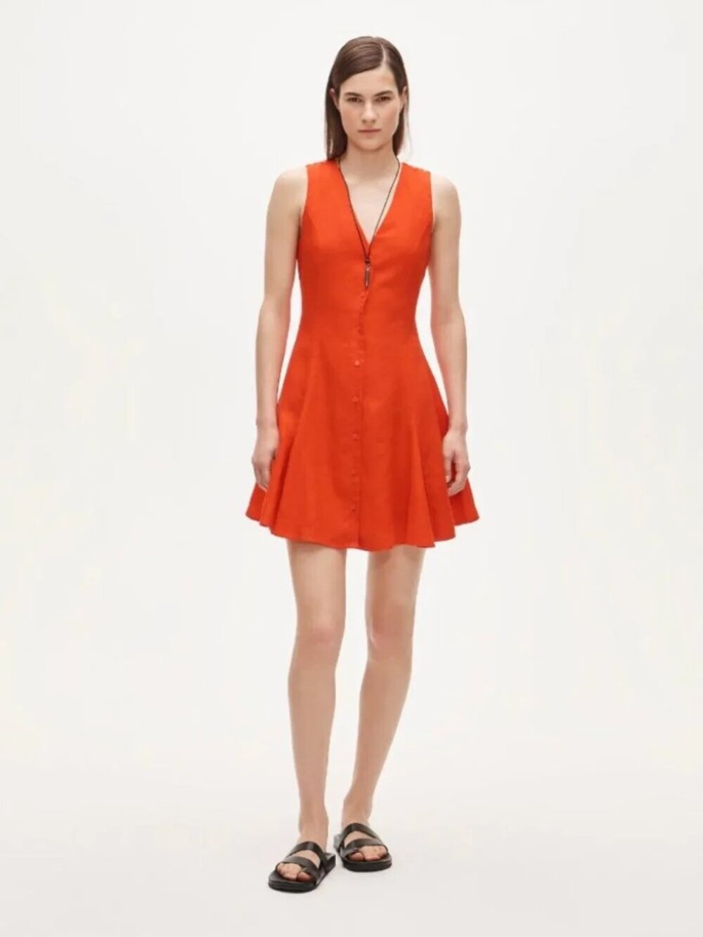 J. Crew 100% Linen Mini Dress Vibrant Flame Red Tie At Back Lightwear Nautical